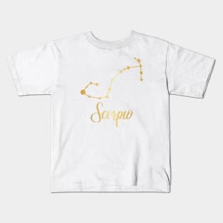 Scorpio Zodiac Constellation in Gold Kids T-Shirt